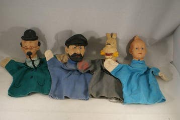 Hergé - Pop Kuifje handpoppen set Tin Tin, Bobby Haddock