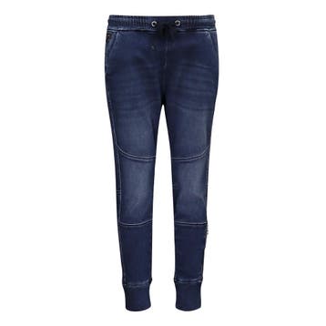 MAC • blauwe denim Jogger zip broek • 36, Kleding | Dames, MAC, Nieuw, Maat 36 (S), Verzenden