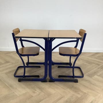 complete schoolset Marko 8x tafels + stoelen, zithoogte 46, Ophalen of Verzenden, Gebruikt, Hout