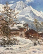 Ottorino Campagnari (1910-1987) - Paesaggio innevato della, Antiek en Kunst, Kunst | Schilderijen | Klassiek