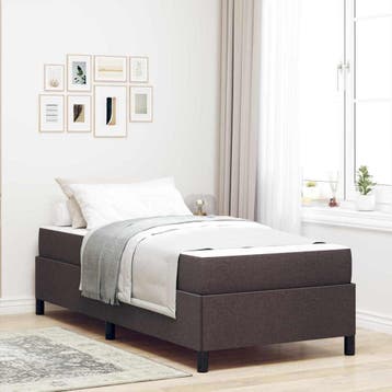 vidaXL Boxspringbed Donkerbruin 90 x 190 cm Stof, Verzenden, Nieuw, Bruin, Stof