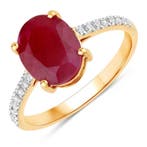 Ring - 14 karaat Geel goud - 2.94ct. tw. Robijn - Diamant -, Nieuw