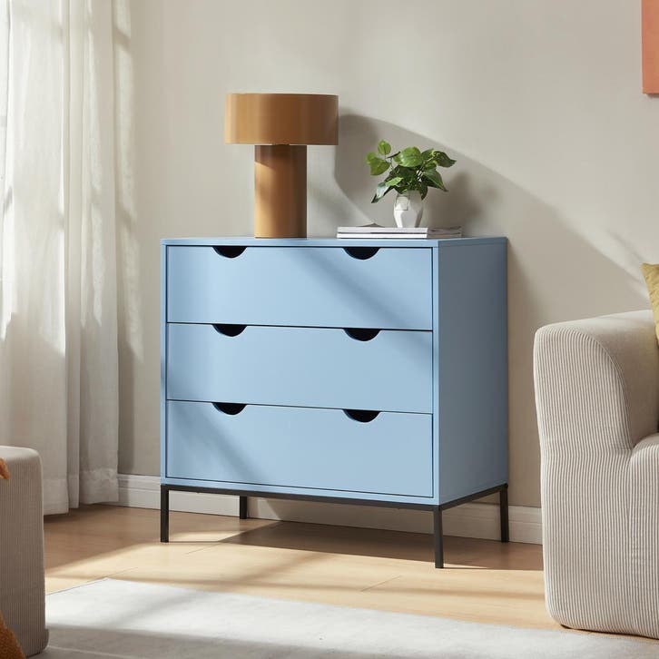 Commode Colwyn met 3 lades 78x80x40 cm blauw [en.casa], Huis en Inrichting, Kasten | Dressoirs, Verzenden