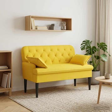 vidaXL Loungebank met knopencomfort Licht Geel 111 x 68 x 80, Verzenden, Nieuw, Stof, Minder dan 150 cm