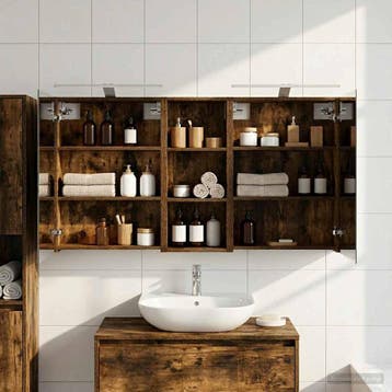vidaXL Badkamerkastenset 3 st 130 x 14,5 x 70 cm Bewerkt, Huis en Inrichting, Tafels | Kaptafels, Verzenden, Nieuw