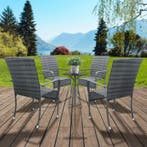 Polyrotan Tuinstoelen Yoro - 4-delig - Grijs - Stapelbaar, Tuin en Terras, Tuinstoelen, Verzenden, Nieuw