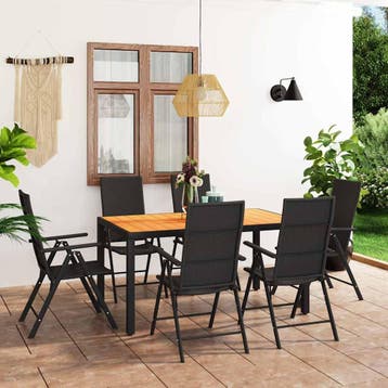 vidaXL 7-delige Tuinset zwart en bruin, Tuin en Terras, Verzenden, Nieuw, 7 zitplaatsen, Tuinset