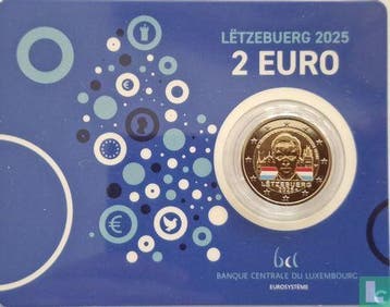 Luxemburg 2 euro 2025 (coincard - gekleurd) 25 jaar groo..., Verzenden, Luxemburg, 2 euro, Losse munt