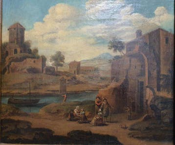 Nederlandse school (XVIII) - Bord de rivière animé