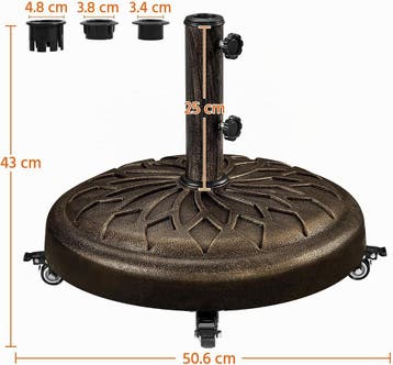 2dekans | Yaheetech Parasolvoet met Wielen 50,5 x 42 cm -, Ophalen of Verzenden, Zo goed als nieuw