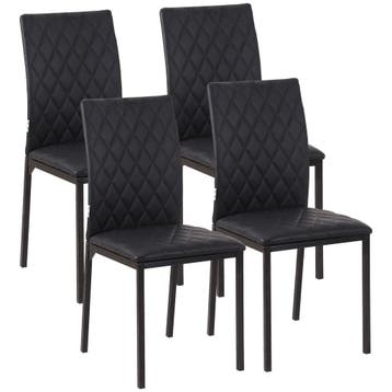 TRUUSK Set van 4 Gestoffeerde Eetkamerstoelen - Zwart - Stal, Verzenden, Nieuw
