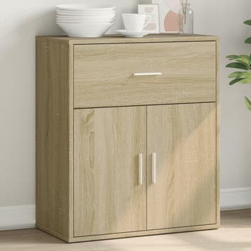 vidaXL Dressoir 60x31x70 cm bewerkt hout sonoma eikenkleurig, Verzenden, Nieuw, Overige houtsoorten, Minder dan 50 cm
