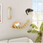 Kattenklimmuur 3-delig –Houten Klimset met Krabpaal en Ladde, Verzenden, Nieuw