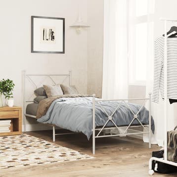 vidaXL Bedframe met hoofd- en voeteneinde metaal wit 80x200, Huis en Inrichting, Slaapkamer | Bedden, Eenpersoons, Verzenden, Wit