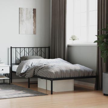 vidaXL Bedframe met hoofdbord metaal zwart 107x203 cm, Eenpersoons, Verzenden, Zwart, Nieuw