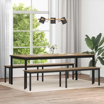 vidaXL Bank Artisanaal eiken 200 x 35 x 45 cm Bewerkt hout, Huis en Inrichting, Verzenden, Nieuw, Hout
