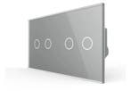 Livolo | Grijs | 2+2 | Touch Dimmer Schakelaar, Ophalen of Verzenden, Nieuw, Schakelaar