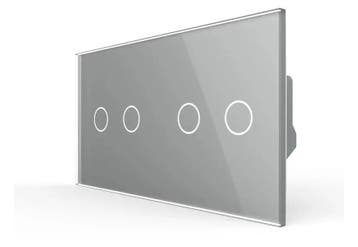 Livolo | Grijs | 2+2 | Touch Dimmer Schakelaar, Ophalen of Verzenden, Nieuw, Schakelaar