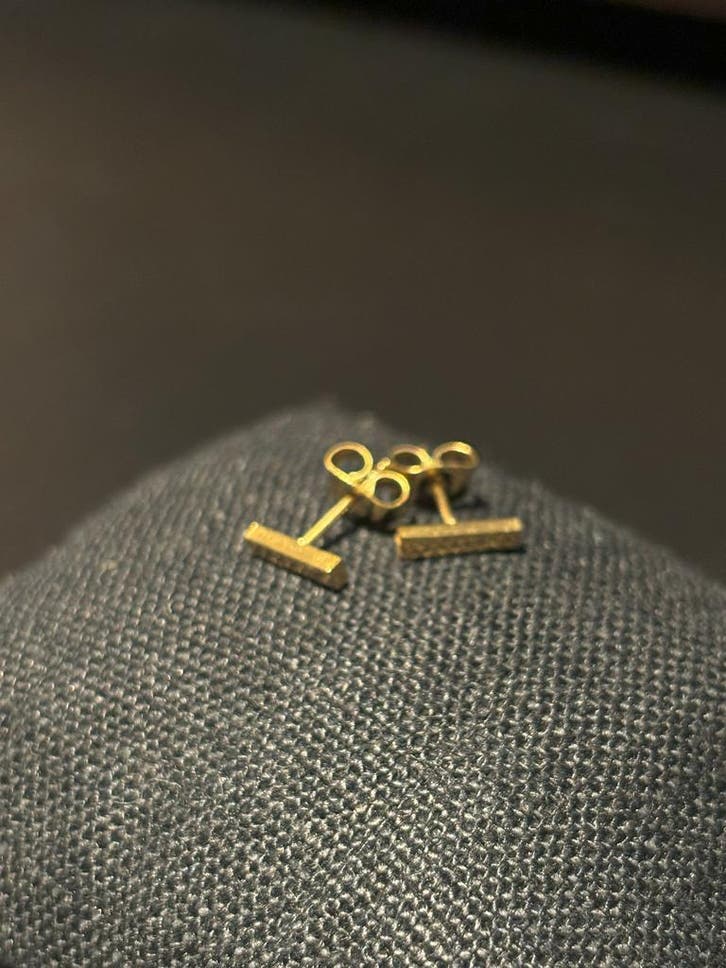 No-Fade Goud-Stijl Vergulde Kleine Rechthoekige Oorbellen, Sieraden, Tassen en Uiterlijk, Oorbellen, Goud, Nieuw, Overige materialen