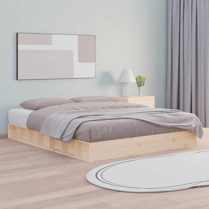 vidaXL Bedframe massief hout 200x200 cm, Huis en Inrichting, Slaapkamer | Bedden, Overige maten, 200 cm, Bruin, Tweepersoons, Nieuw
