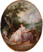 Follower of Jean-Baptiste Hilaire (XIX) - La Musique - NO, Antiek en Kunst, Kunst | Schilderijen | Klassiek