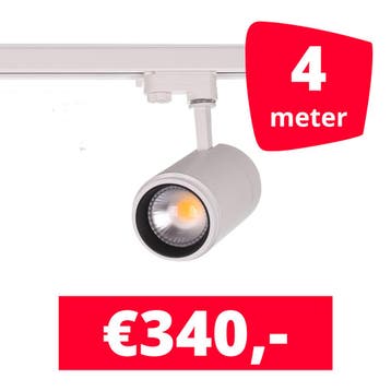 LED Railverlichting Easy Focus 25W Wit 4 spots + 4M rails, Ophalen of Verzenden