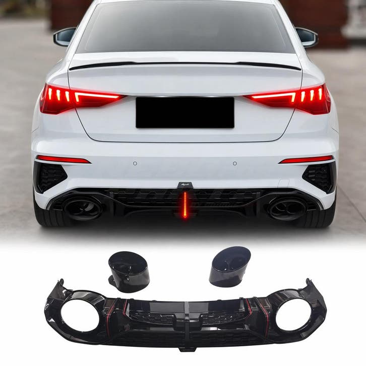LED Diffuser With Black Exhaust Tips Voor Audi A3 S Line/S3, Auto-onderdelen, Carrosserie en Plaatwerk, Ophalen of Verzenden