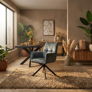 Eetkamerstoel Dani Draaibaar Blauw Velvet, Huis en Inrichting, Stoelen, Ophalen of Verzenden, Nieuw