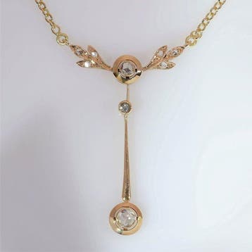 Halsketting - 18 karaat Geel goud - Diamant - Vintage uit de, Sieraden, Tassen en Uiterlijk, Kettingen, Nieuw