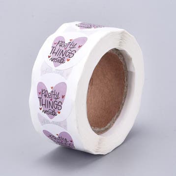 1 rol 500 stickers Wensetiket zegel rond 25mm Pretty Thin..., Ophalen of Verzenden, Nieuw