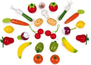 Janod In De Keuken 24 Stuks Groenten En Fruit In Mand -, Ophalen of Verzenden, Zo goed als nieuw