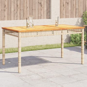vidaXL Tuintafel 140x80x75 cm poly rattan en acaciahout, Tuin en Terras, Verzenden, Nieuw