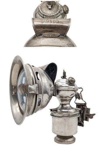 Lampe vélo à carbure Omega - Werktuig Antiek