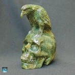 Prachtige sculptuur van een raaf boven een menselijke, Verzamelen, Mineralen en Fossielen