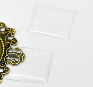 4 x  transparante epoxy stickers rechthoek 20 x 18mm, Hobby en Vrije tijd, Kralen en Sieraden maken, Ophalen of Verzenden, Nieuw