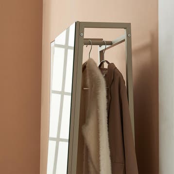 Garderobespiegel Klilbojle met kledingrek 160x40x35 cm haver, Huis en Inrichting, Woonaccessoires | Spiegels, Verzenden, Nieuw