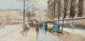Walter Sita (XX) - Fleuristes devant la Madeleine