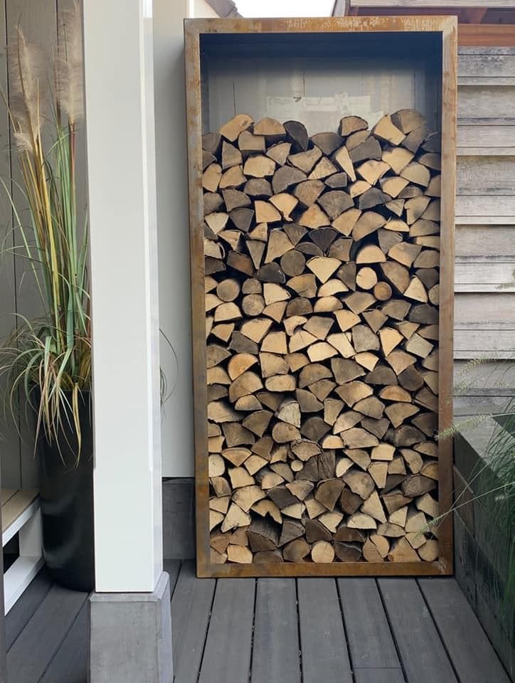 Cortenstaal Houtopslag - Houthok - Houtrek - Nu 20% korting!, Tuin en Terras, Tuinwanddecoratie, Nieuw, Ophalen of Verzenden