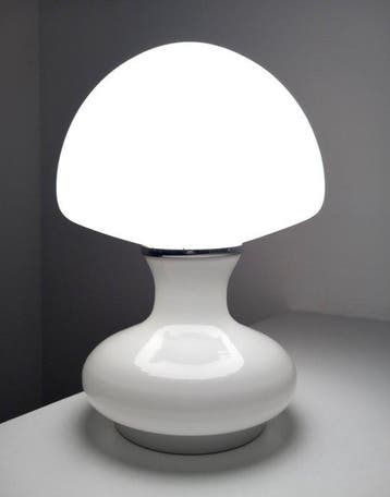 Tafellamp - Opaline glas - Paddestoelstijl 1970