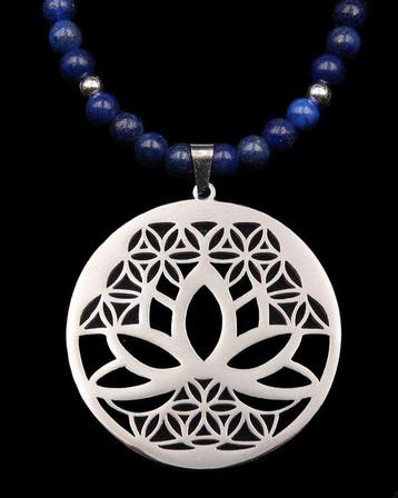 Lapis lazuli - Ketting Levensbloem en Lotus – Heilige
