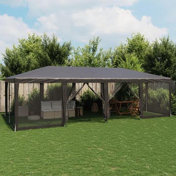 vidaXL Partytent met 12 mesh zijwanden 8x4 m HDPE, Tuin en Terras, Partytenten, Verzenden, Nieuw, Partytent