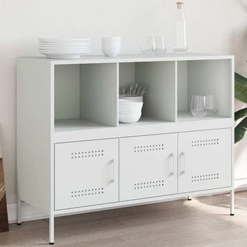 vidaXL Dressoir 100,5x39x79 cm staal wit, 100 tot 150 cm, Verzenden, Nieuw, Metaal