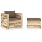 vidaXL 2-delige Loungeset met kussens groen geïmpregneerd, 2 zitplaatsen, Verzenden, Nieuw, Loungeset