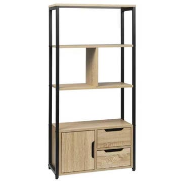 Hoekboekenkast met 3 Lades – Houten Opbergkast met 4 Planken, Huis en Inrichting, Kasten | Boekenkasten, Verzenden, Nieuw