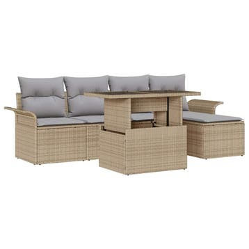 vidaXL Tuin Sofa Set 6 st Beige [Synthetisch]: Poly Rattan, Verzenden, Nieuw, Rotan, 6 zitplaatsen