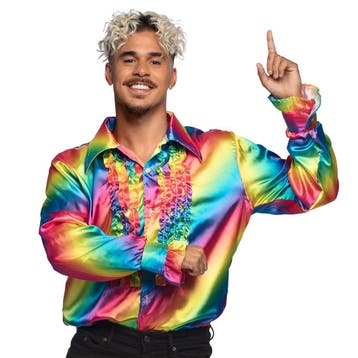 Disco Blouse Regenboog, Verzenden, Nieuw, Feestartikel