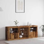 vidaXL LED Sideboard Oudhout 181,5 x 37 x 67 cm Bewerkt hout, Huis en Inrichting, Kasten | Buffetkasten, Minder dan 50 cm, Verzenden