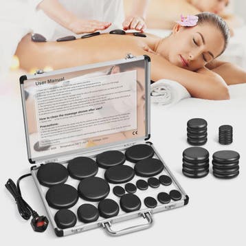 Professionele Hot Stone Massage Set met Verwarmer - 20 Stene, Verzenden, Nieuw