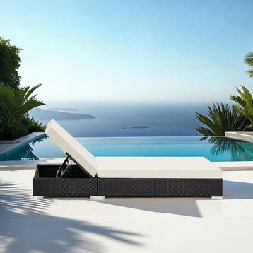 2 rotan ligstoelen met aluminium frame en tafel, Verzenden, Nieuw