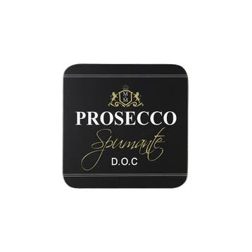 onderzetter wijn prosecco zwart 10x10cm (6), Verzenden, Nieuw